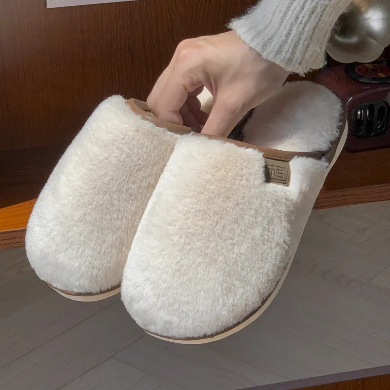 Man Cave X Luxe LSS Winter Plush Slippers Warm Solid House Shoes Non-slip Bedroom Floor Home Slipper For Women Men