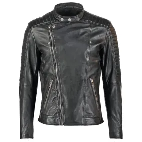 Mens Black Leather Biker Jacket