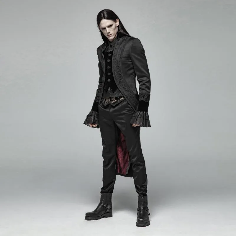 Men's Goth Single-Breasted Dovetail Overcoat