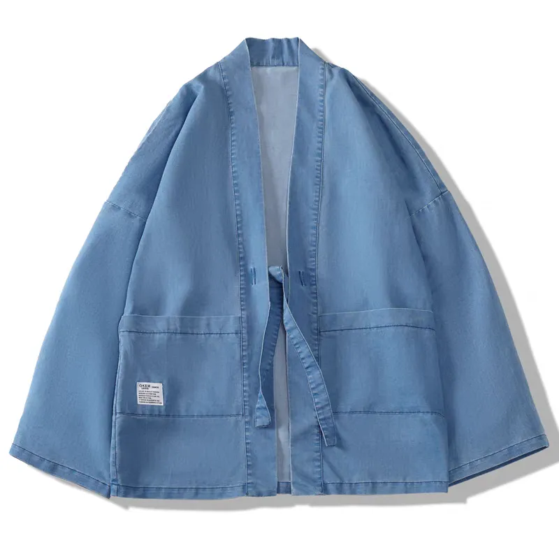 Men's Loose Fit Denim Kimono Jacket