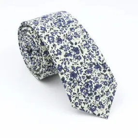 Merrimack Floral Cotton Tie, White / Green / Blue