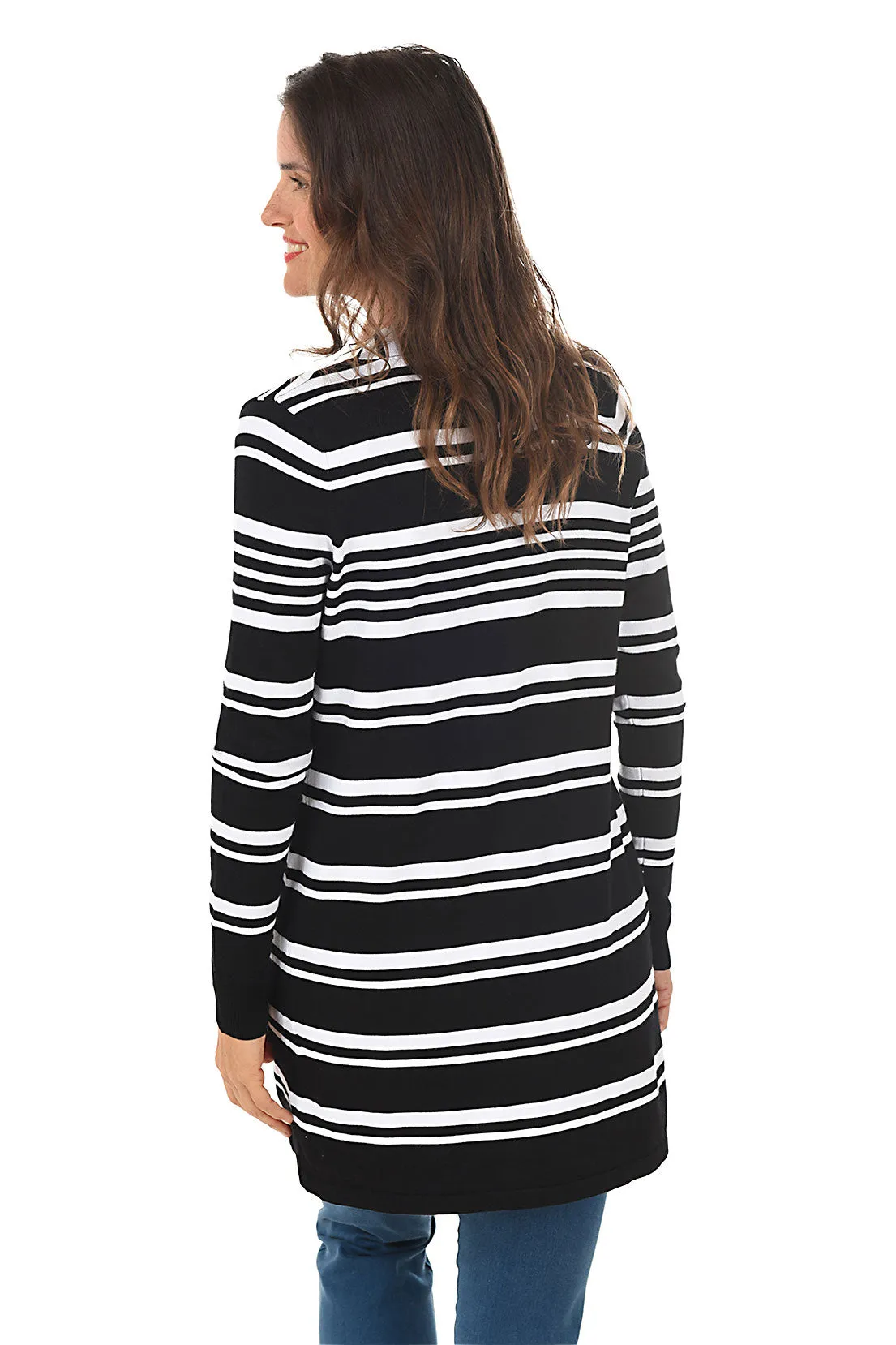 Monochromatic Striped Long Sleeve Cardigan