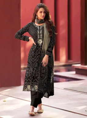 Mumtaz Arts Black Lawn Cambric Cotton Unstitched Women Suit Material