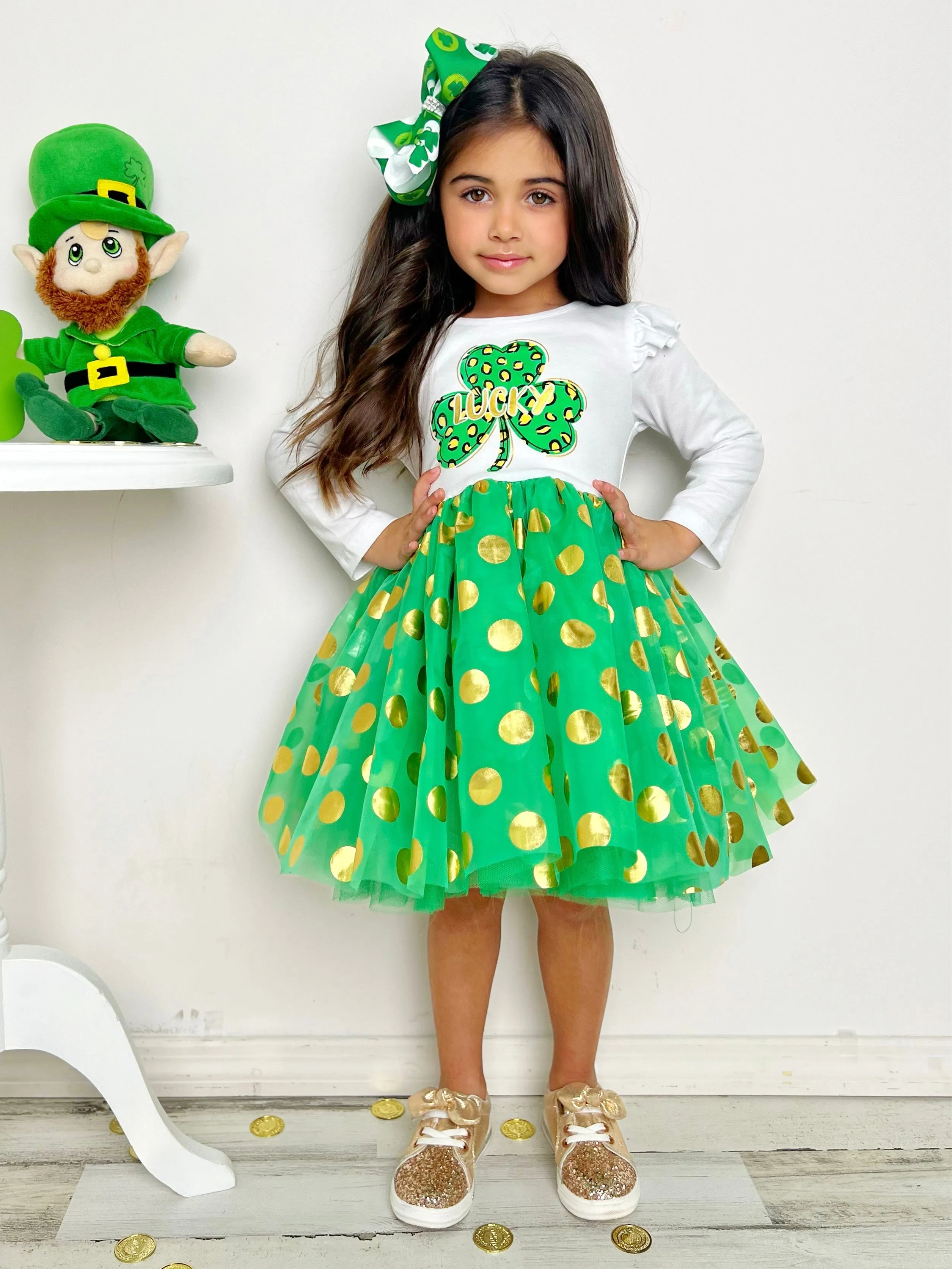 My Own Luck Golden Polka Dot Tutu Dress