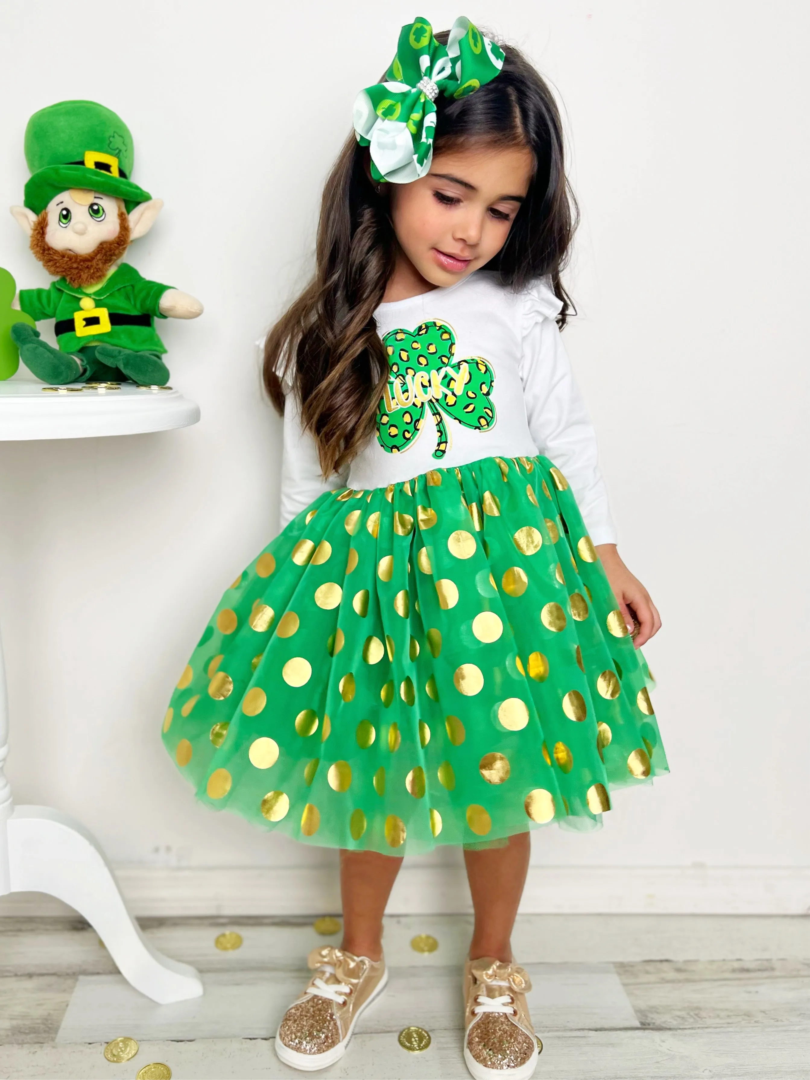 My Own Luck Golden Polka Dot Tutu Dress