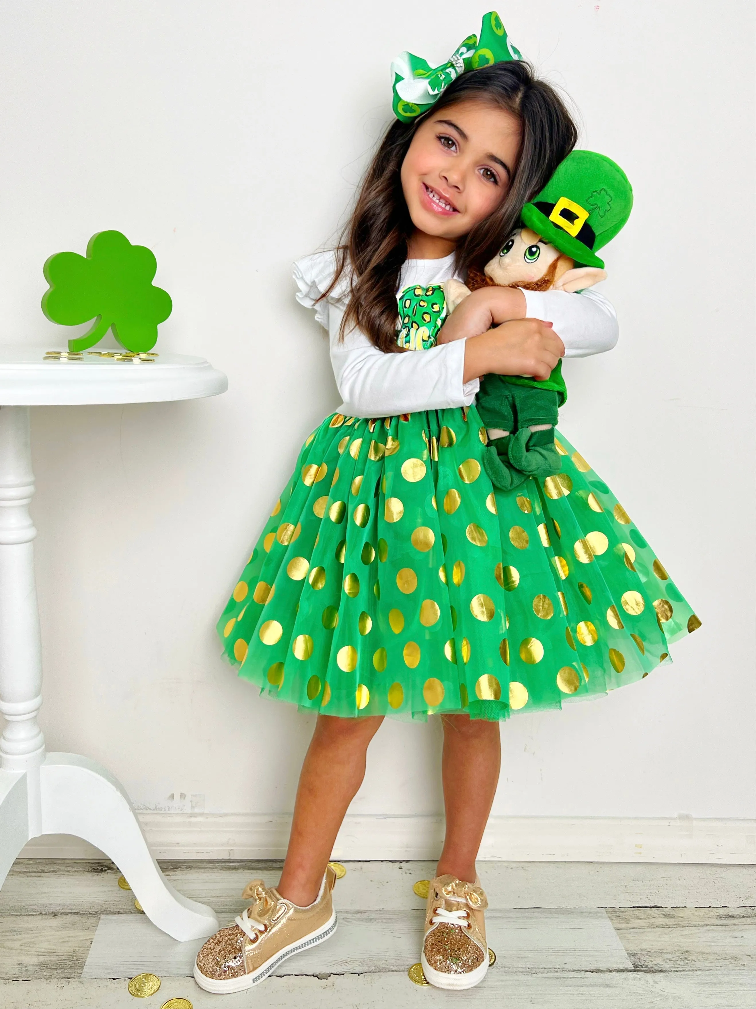 My Own Luck Golden Polka Dot Tutu Dress