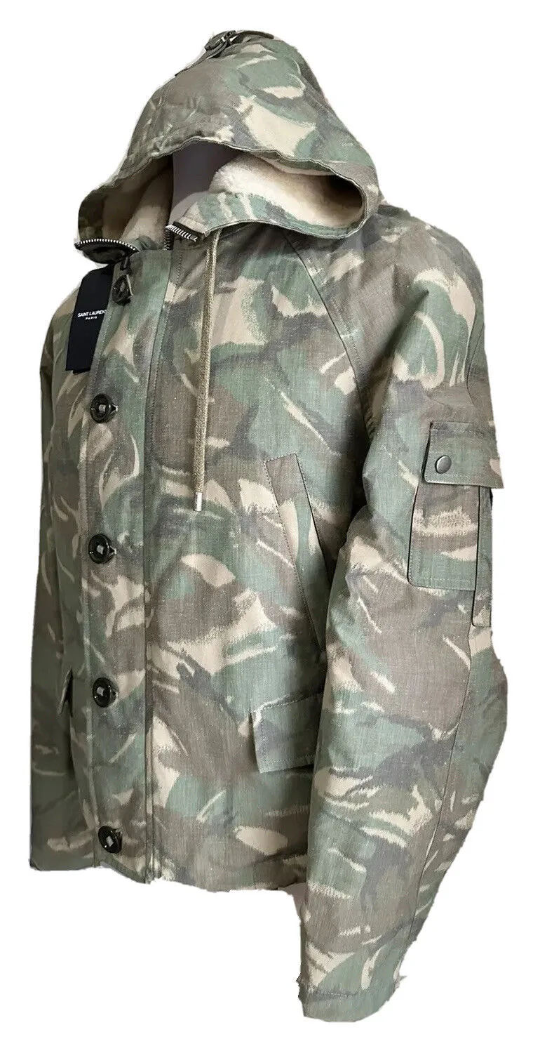 New $3390 Saint Laurent PARKA CAPUCHE CAMOUFLAGE MILI. Jacket Coat 38 US/48 Eu