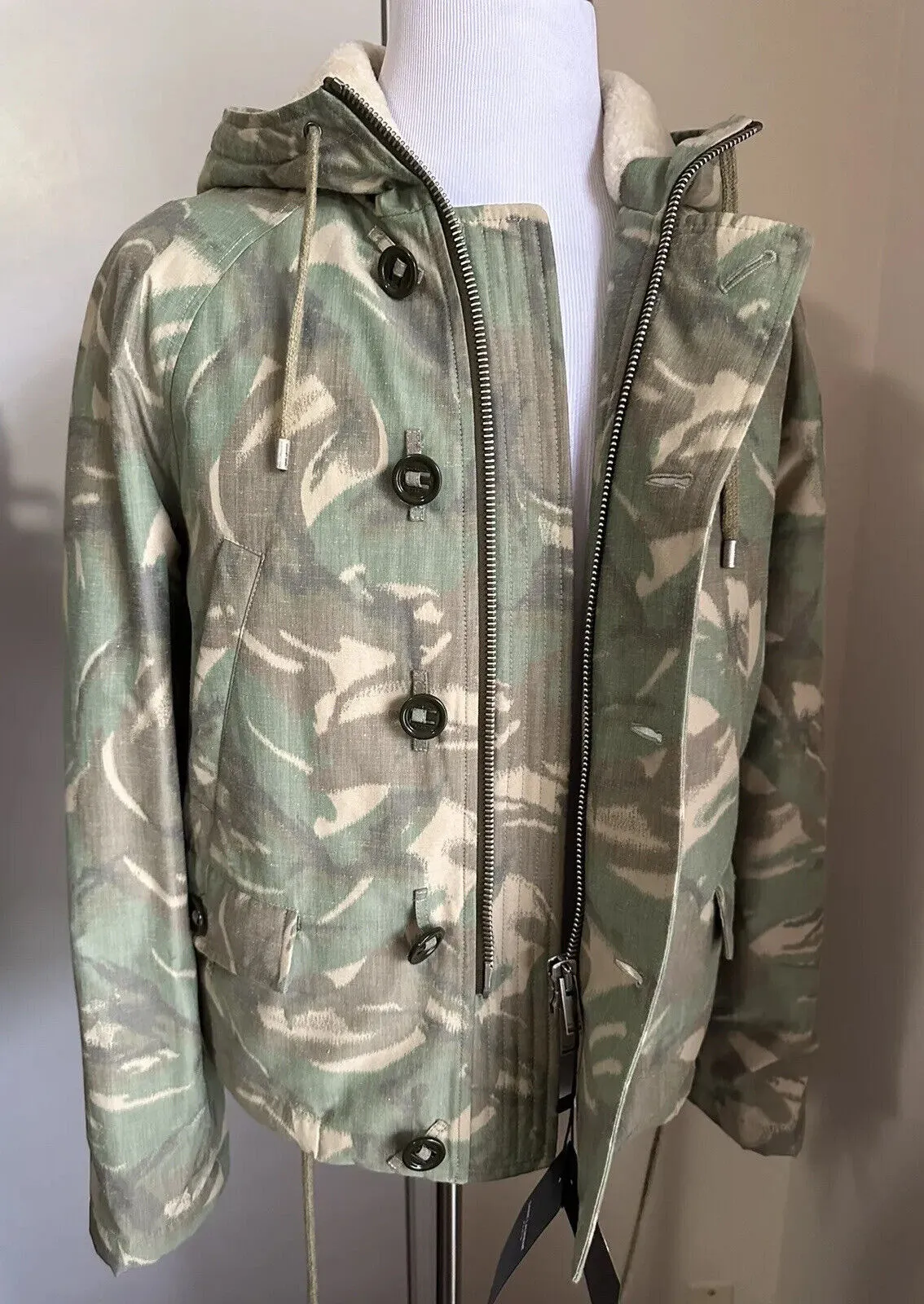 New $3390 Saint Laurent PARKA CAPUCHE CAMOUFLAGE MILI. Jacket Coat 38 US/48 Eu