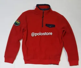 Nwt Polo Ralph Lauren Red Fleece Sportsman Patch Half Zip sweatshirt