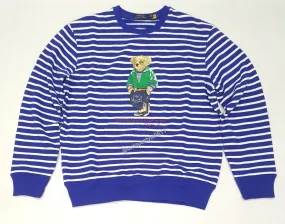 Nwt Polo Ralph Lauren Royal White Stripe Green Jacket Teddy Bear Sweatshirt