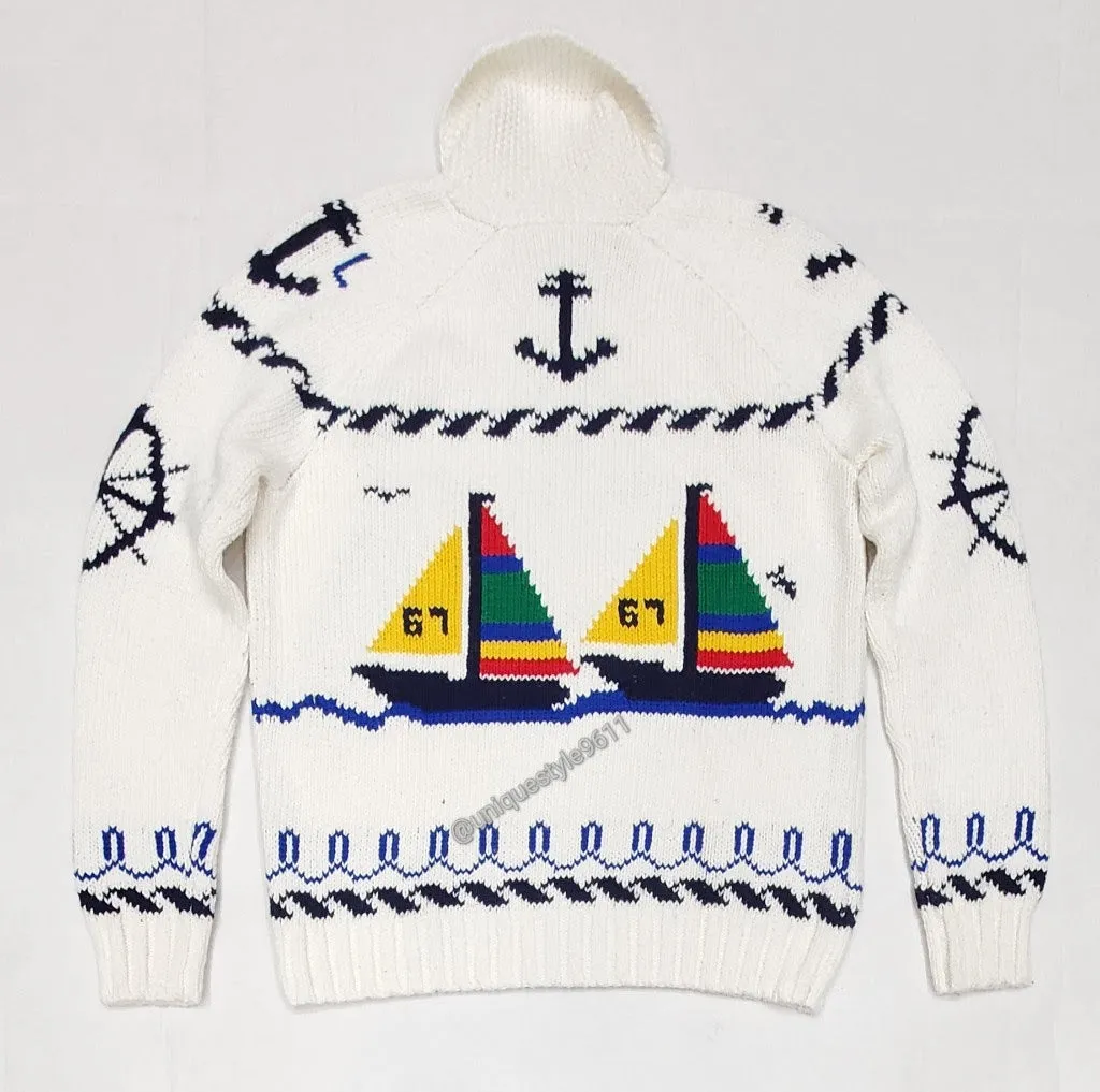 Nwt Polo Ralph Lauren White Sailboat Cardigan