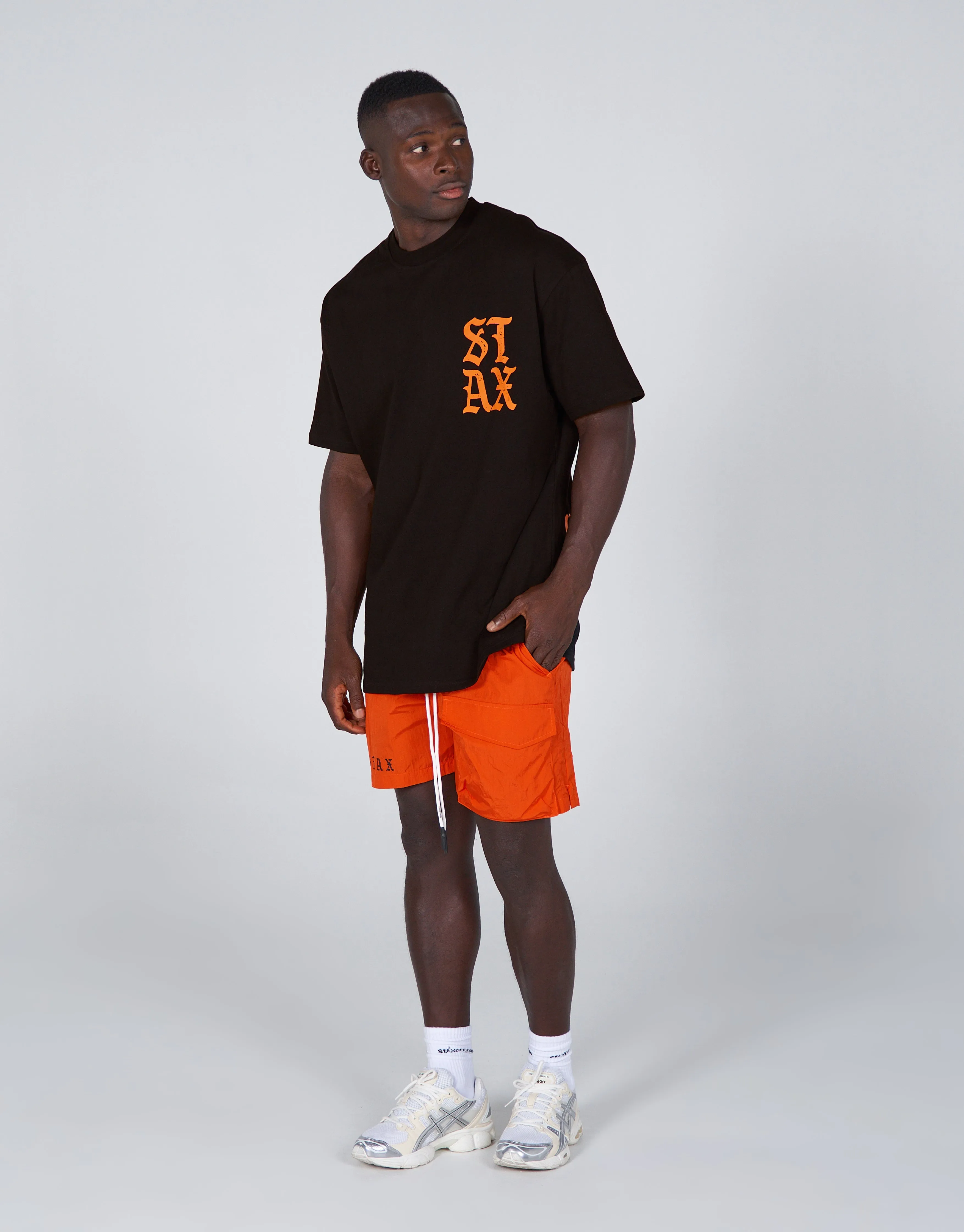 Old English Mens Nylon Shorts - Orange