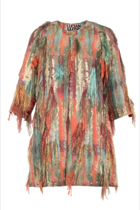 PAINTORAL MULTI-COLOURED TASSEL EVENING COAT