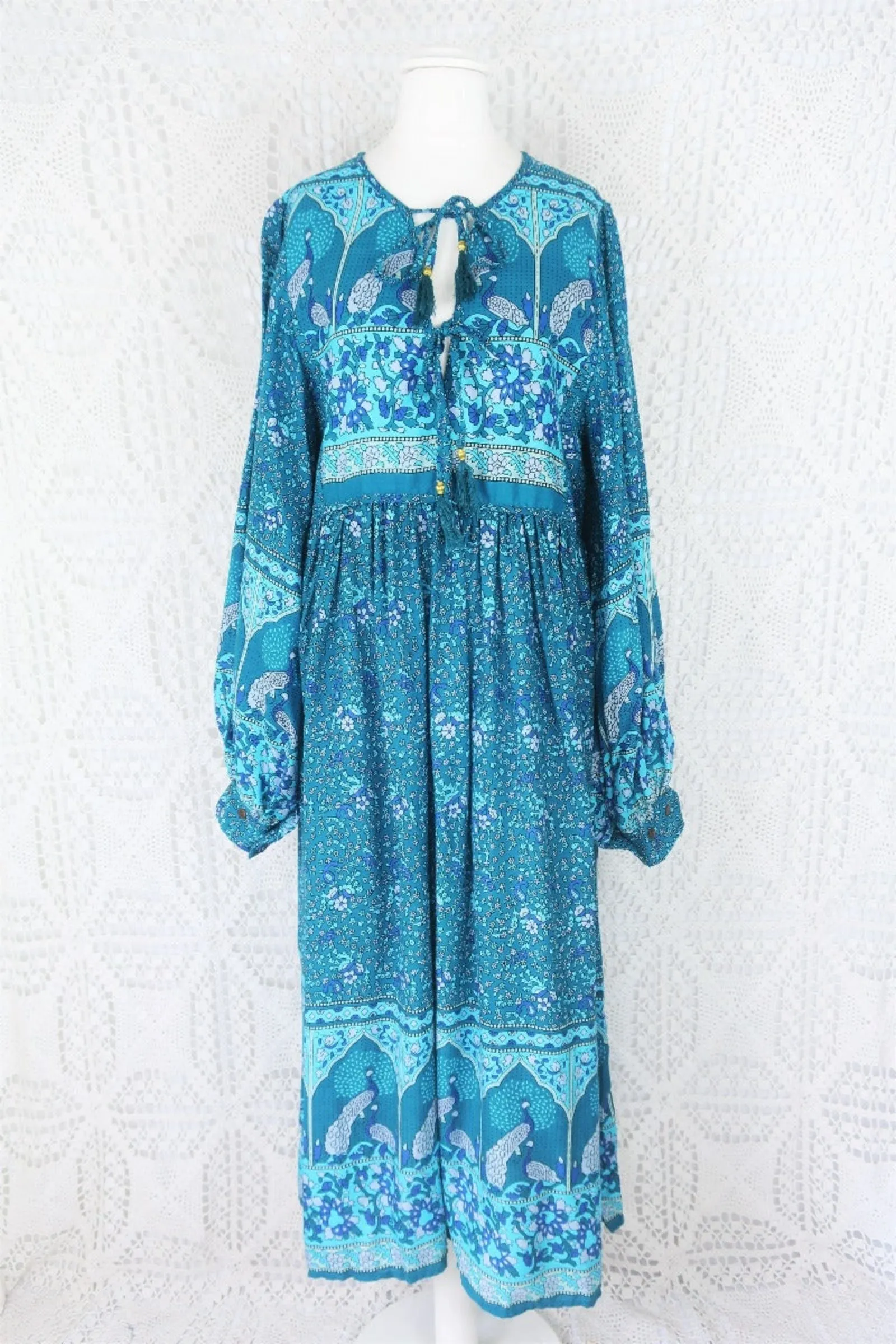 Peacock Primrose Dress in Ocean & Indigo