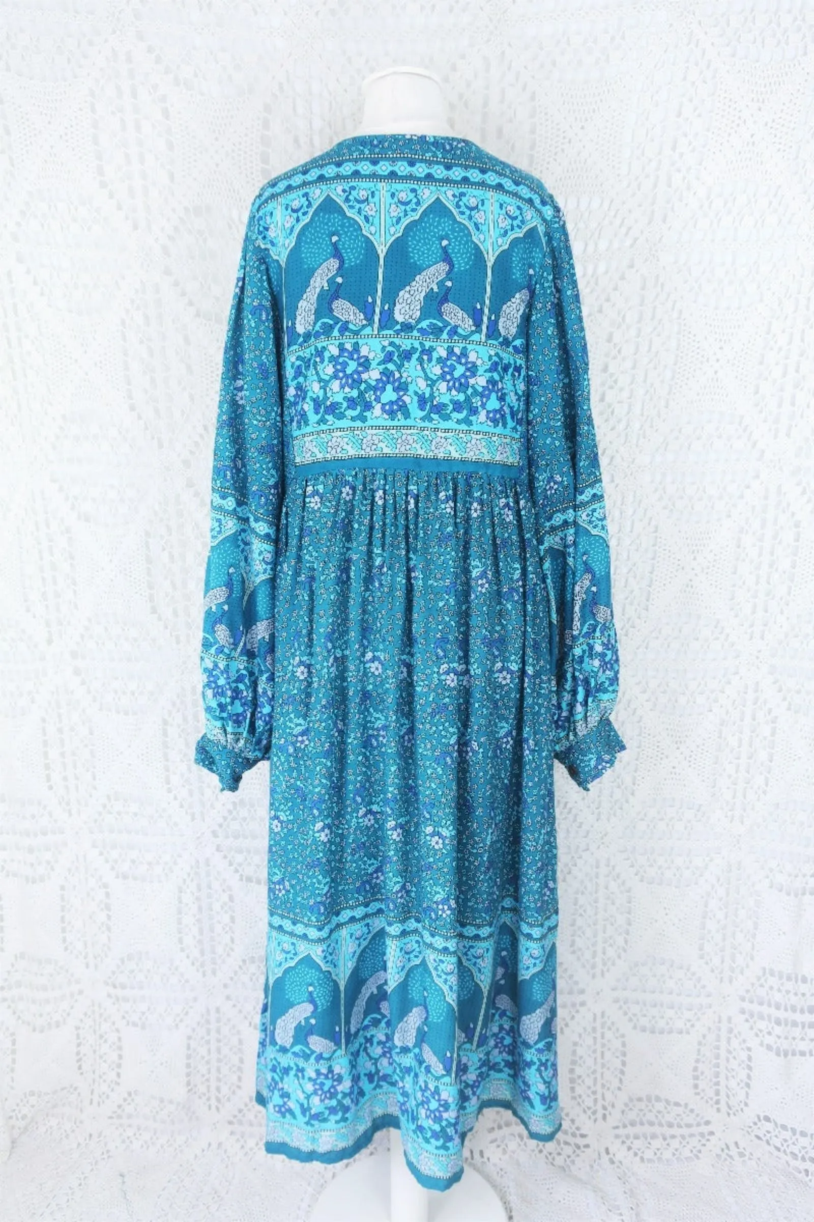 Peacock Primrose Dress in Ocean & Indigo