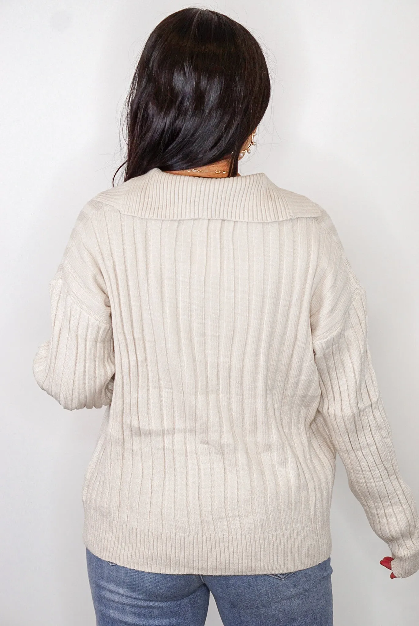 Perfect Expectations Cream Ribbed Sweater