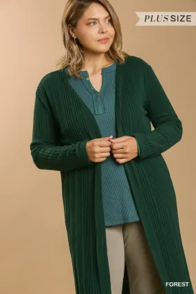 Plus Size Open Front Long Body Cardigan