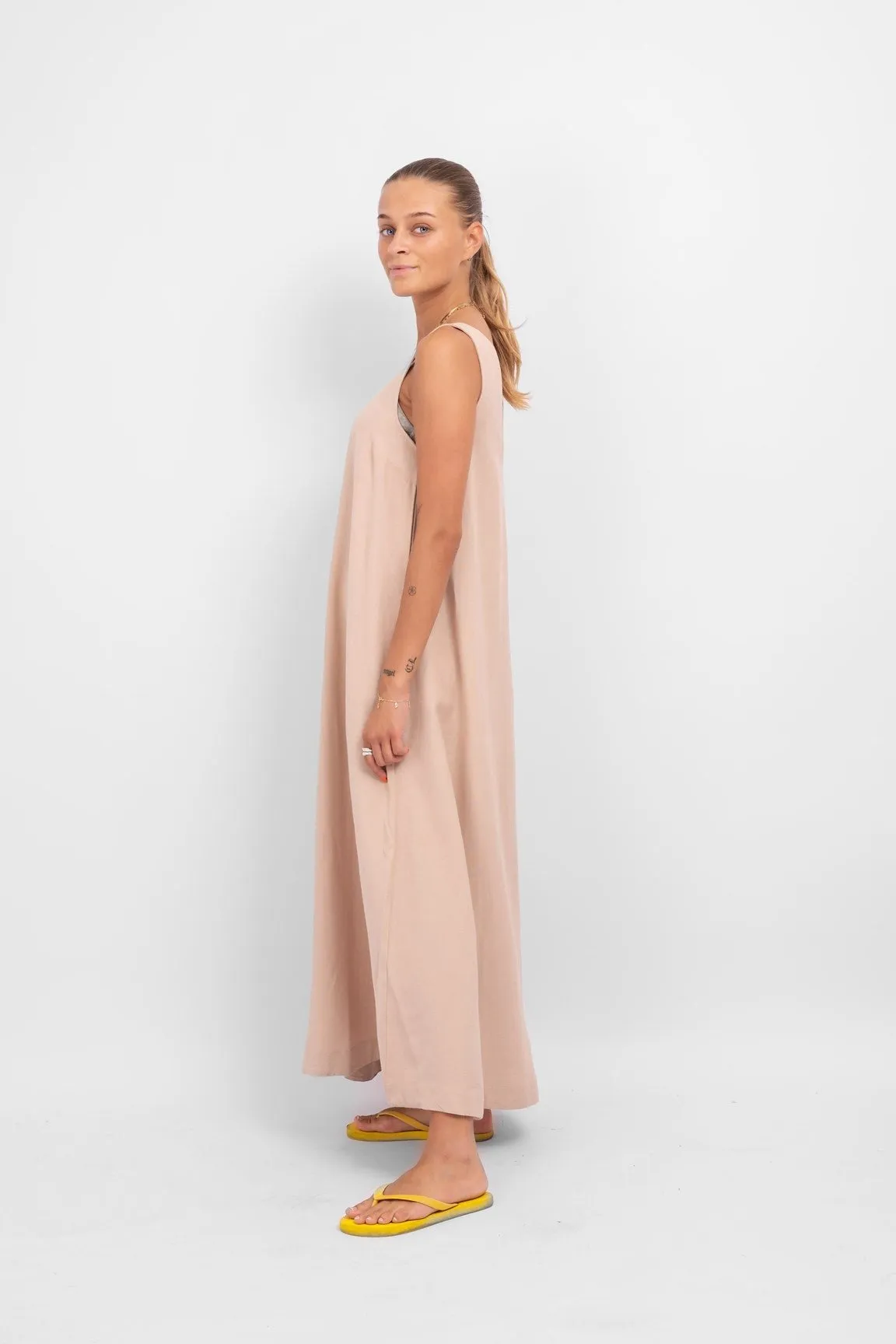 Prisilla V-Neck Midi Dress - Cement