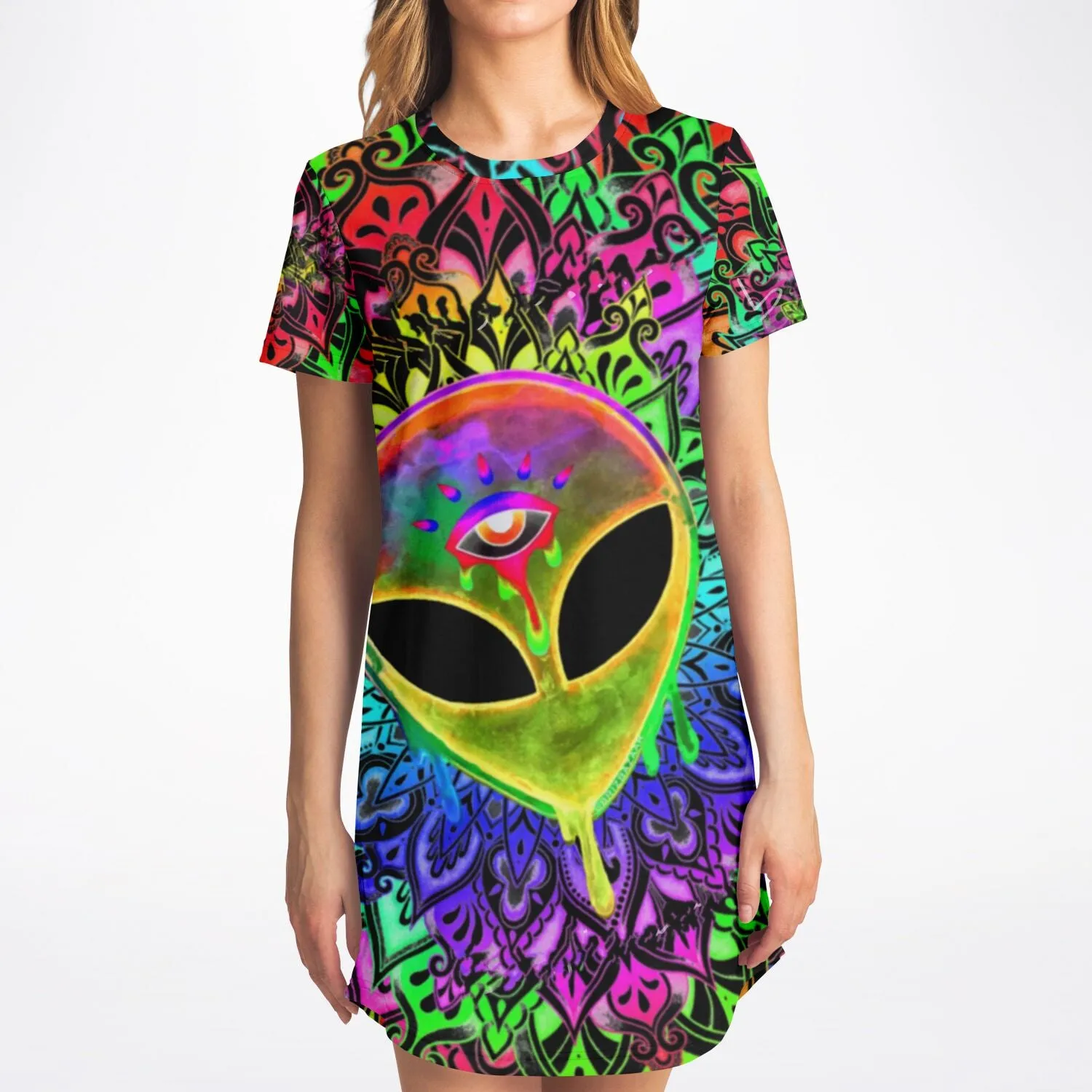 Psychedelic Alien T-Shirt Dress