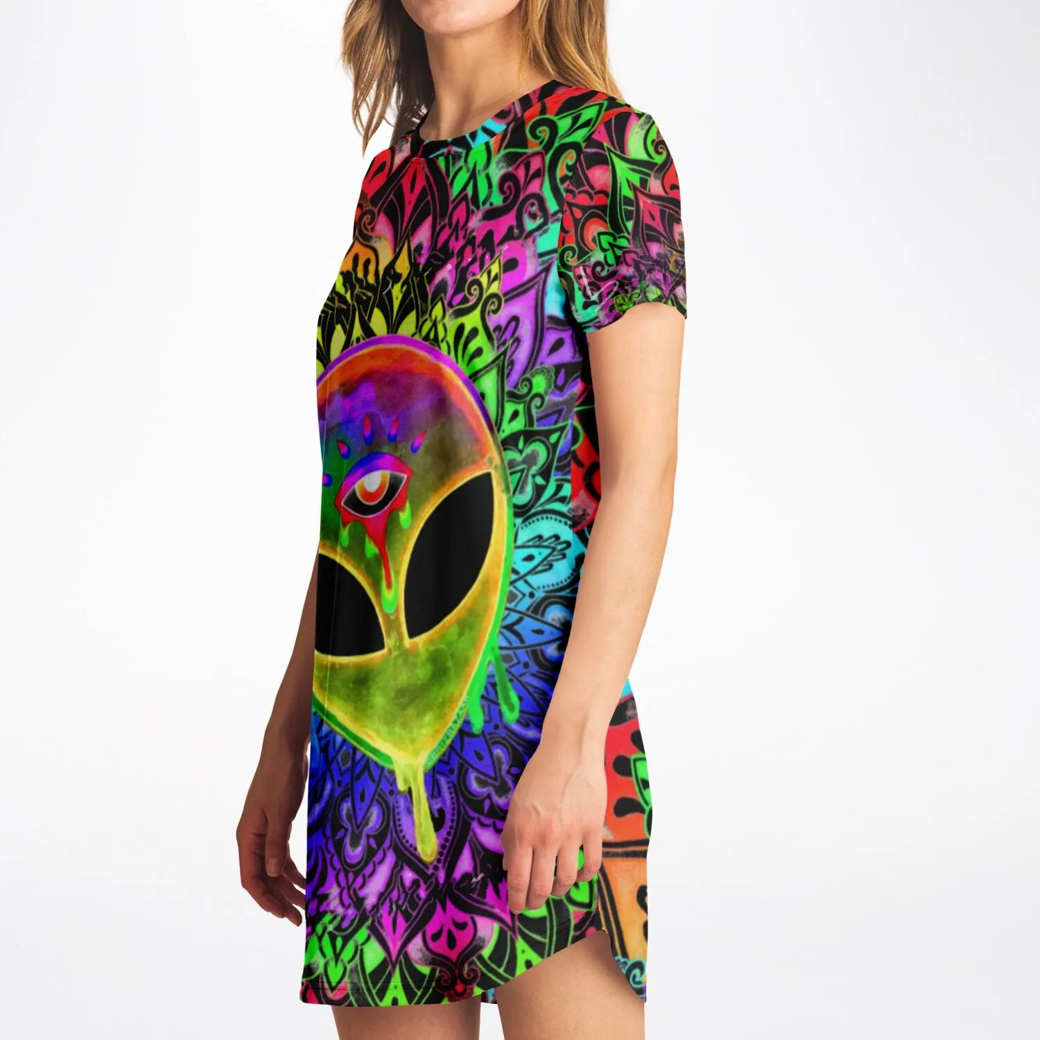 Psychedelic Alien T-Shirt Dress