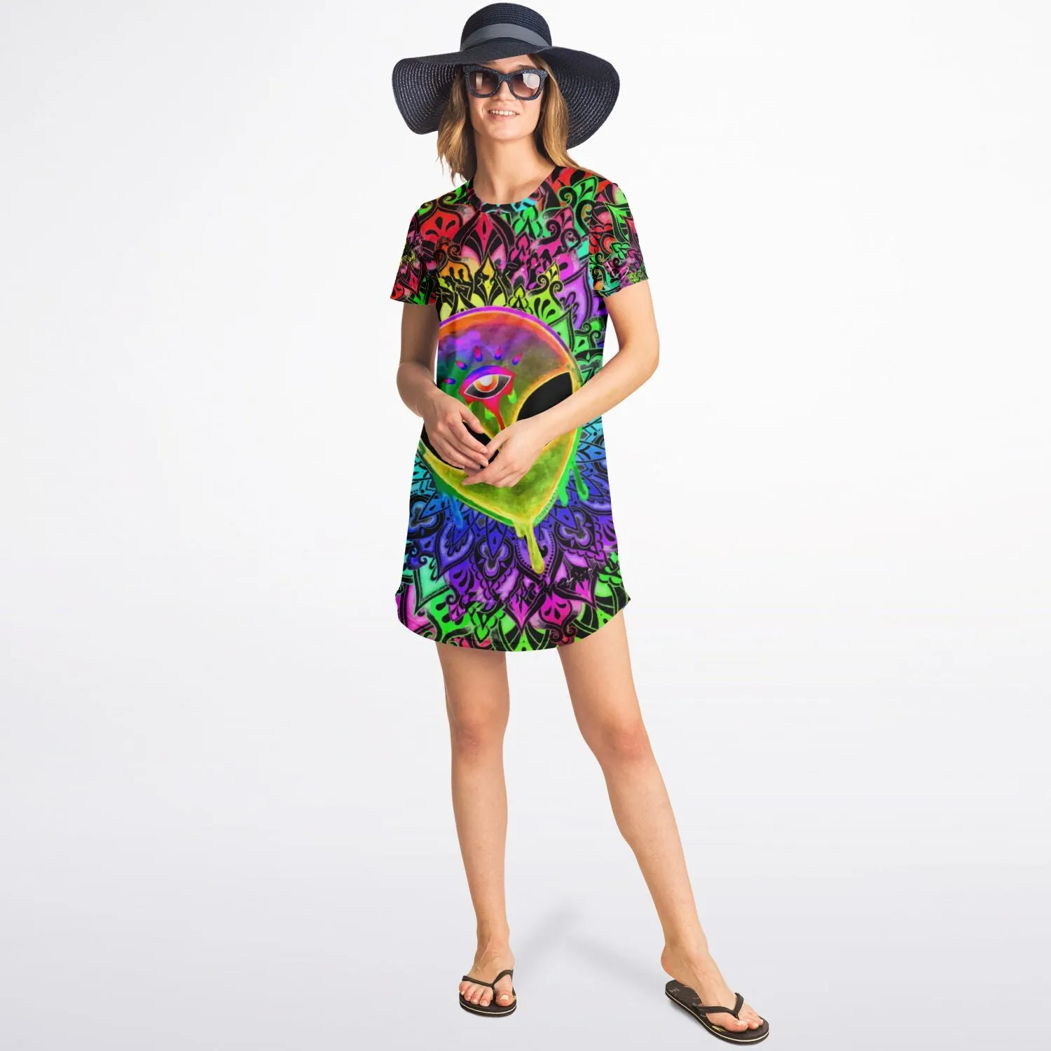 Psychedelic Alien T-Shirt Dress