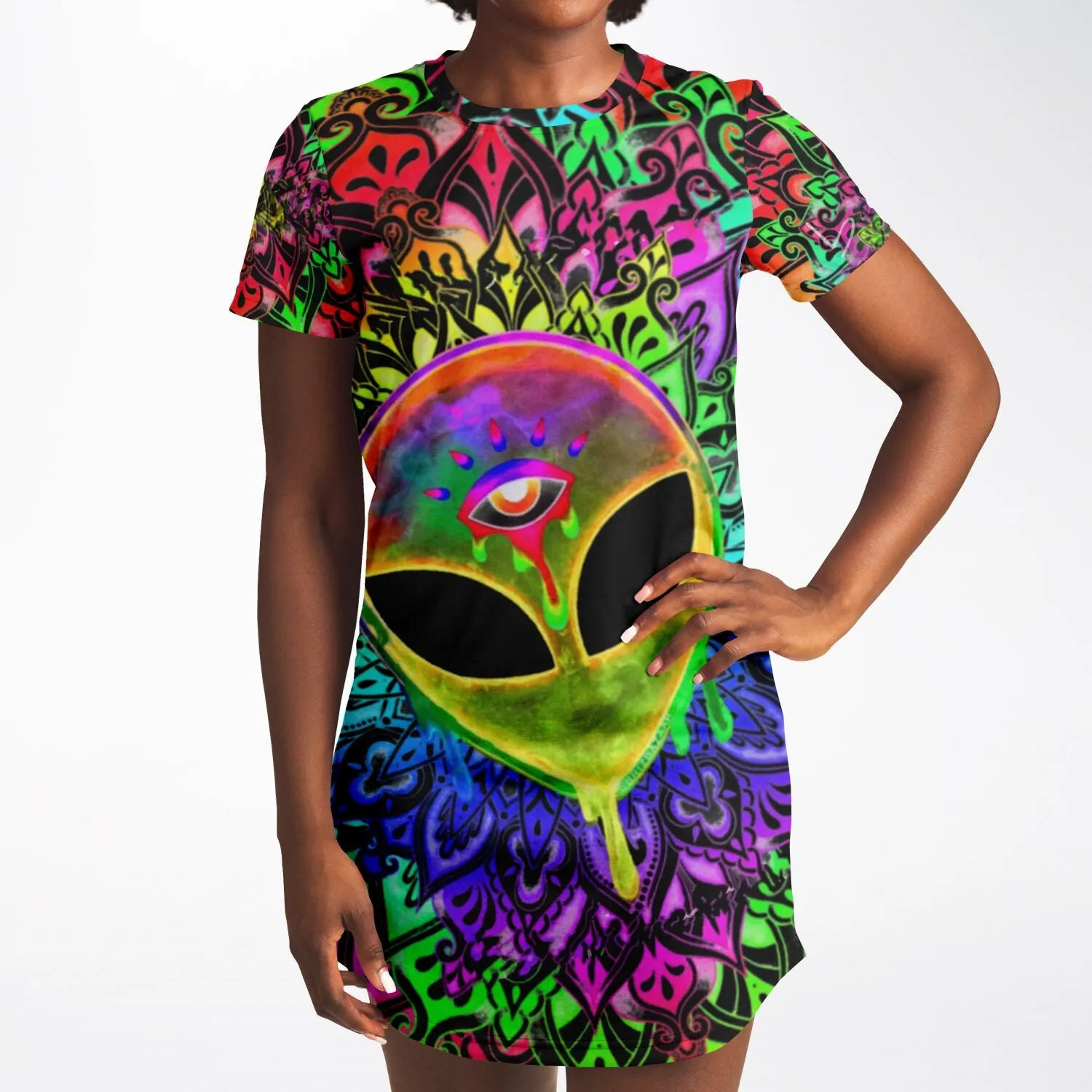 Psychedelic Alien T-Shirt Dress