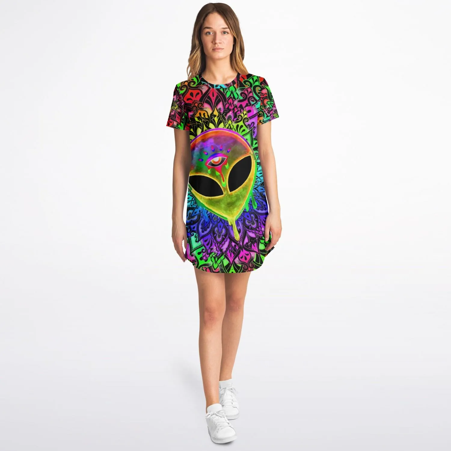 Psychedelic Alien T-Shirt Dress