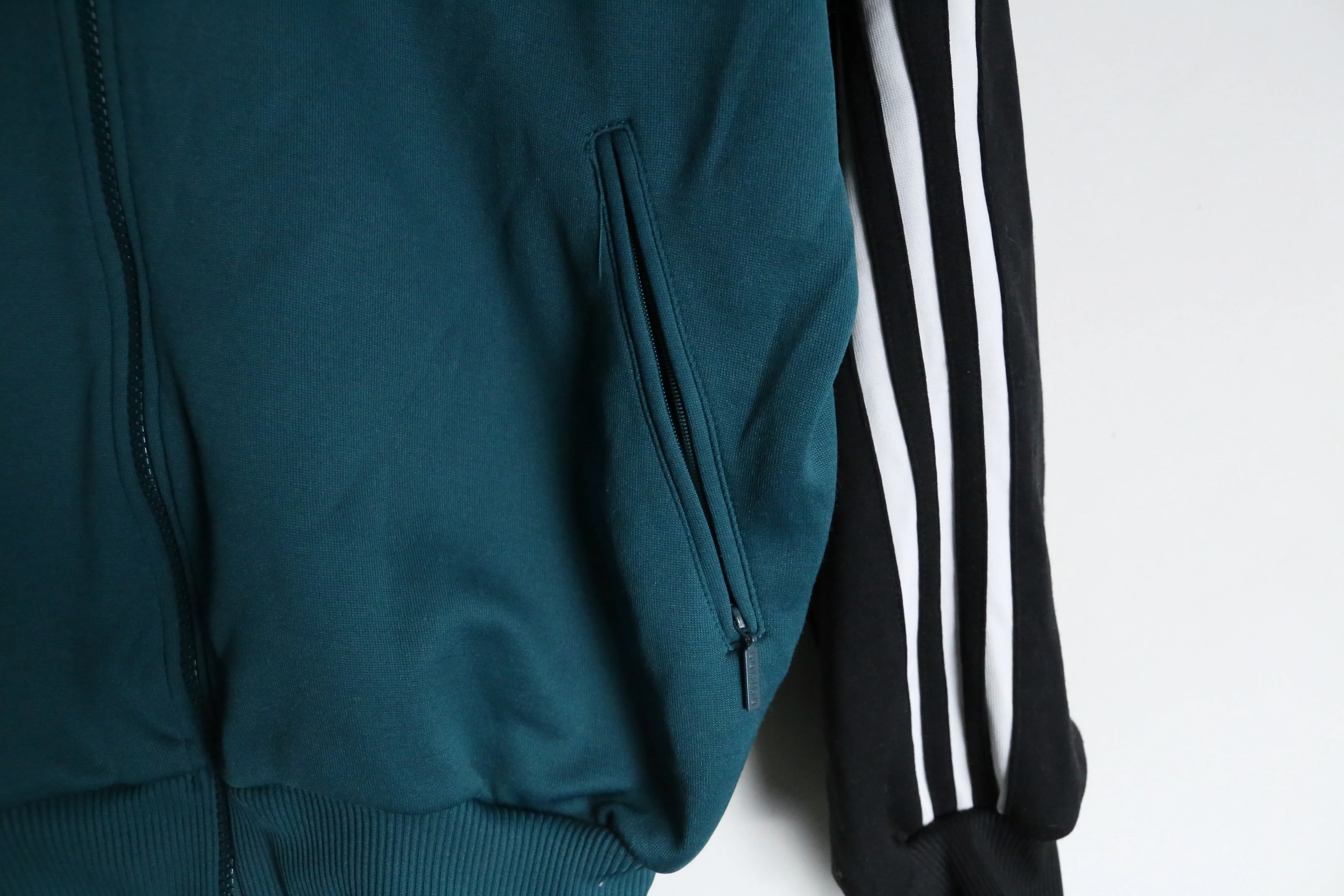 "adidas" turquoise green × black track jacket