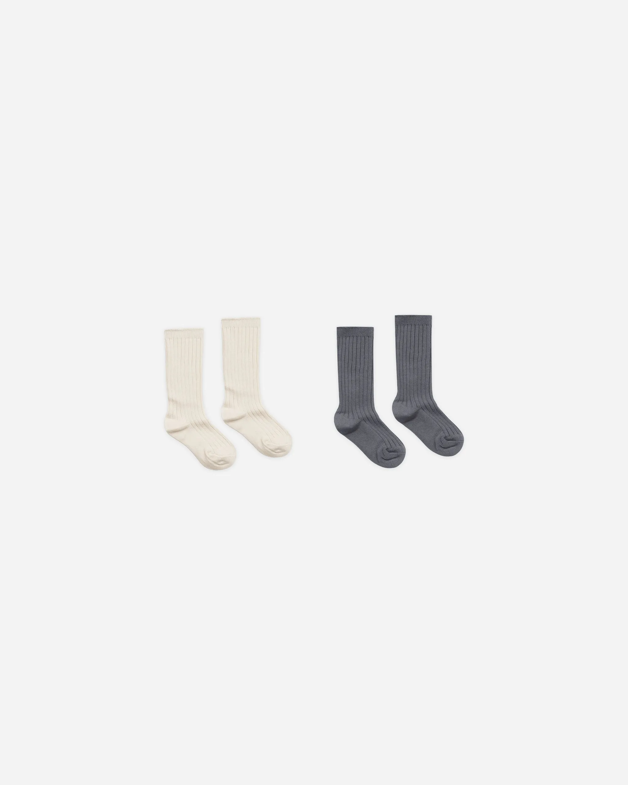 Ribbed Socks || Natural, Indigo