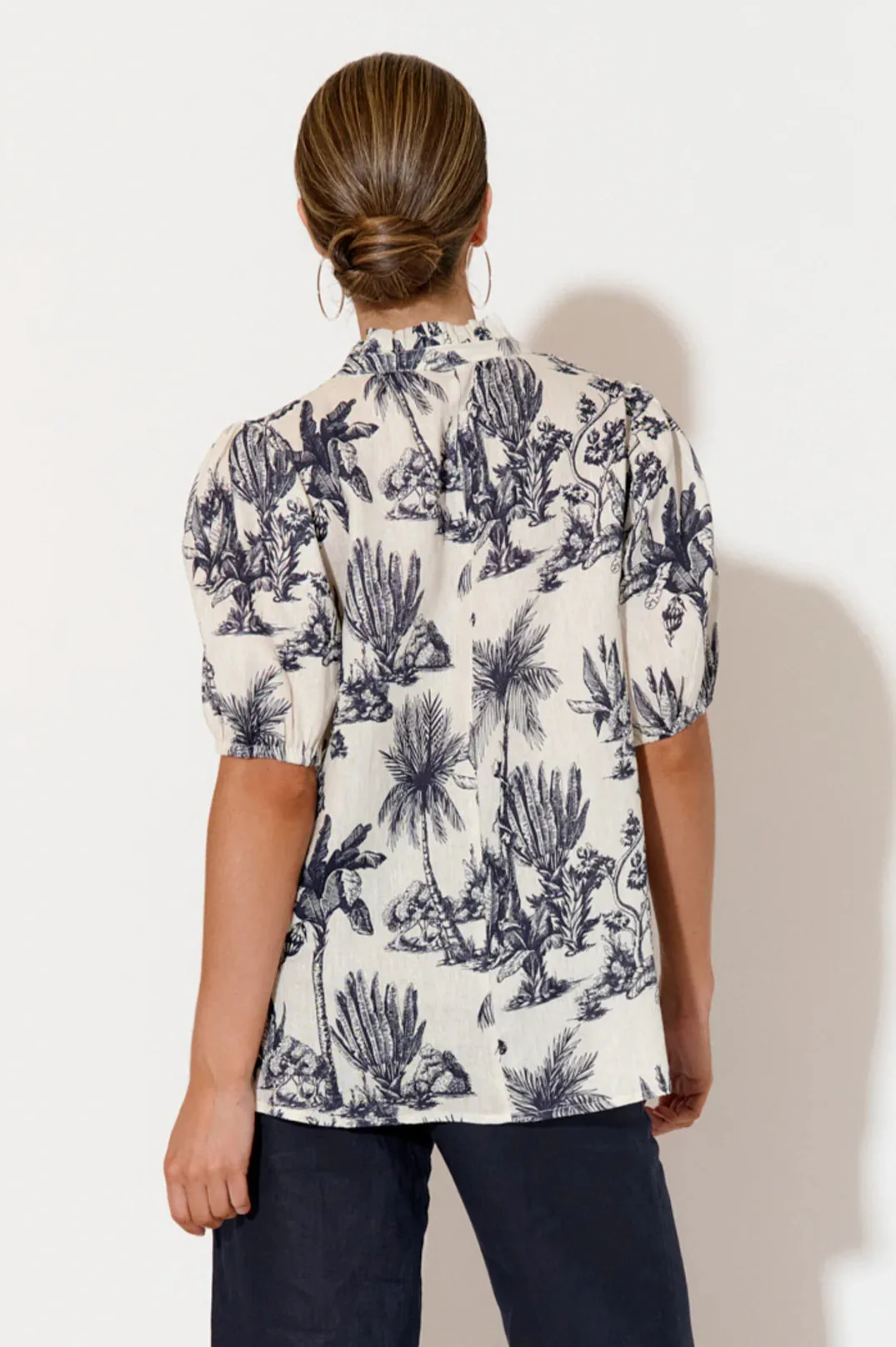 Sandra Linen Toile Print Top Print