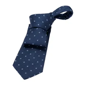 Seneca Falls Foulard Silk Tie, Navy / Light Blue