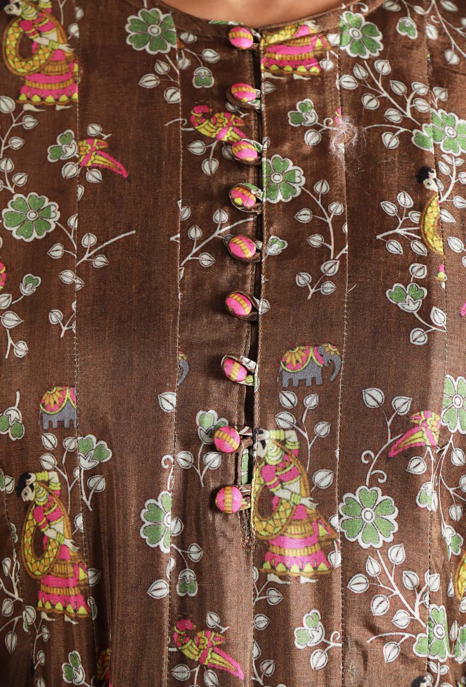 Set Of 2: Tamali Allover Kalamkari Kalidar Flared Kurta With Narrow Fit Pants