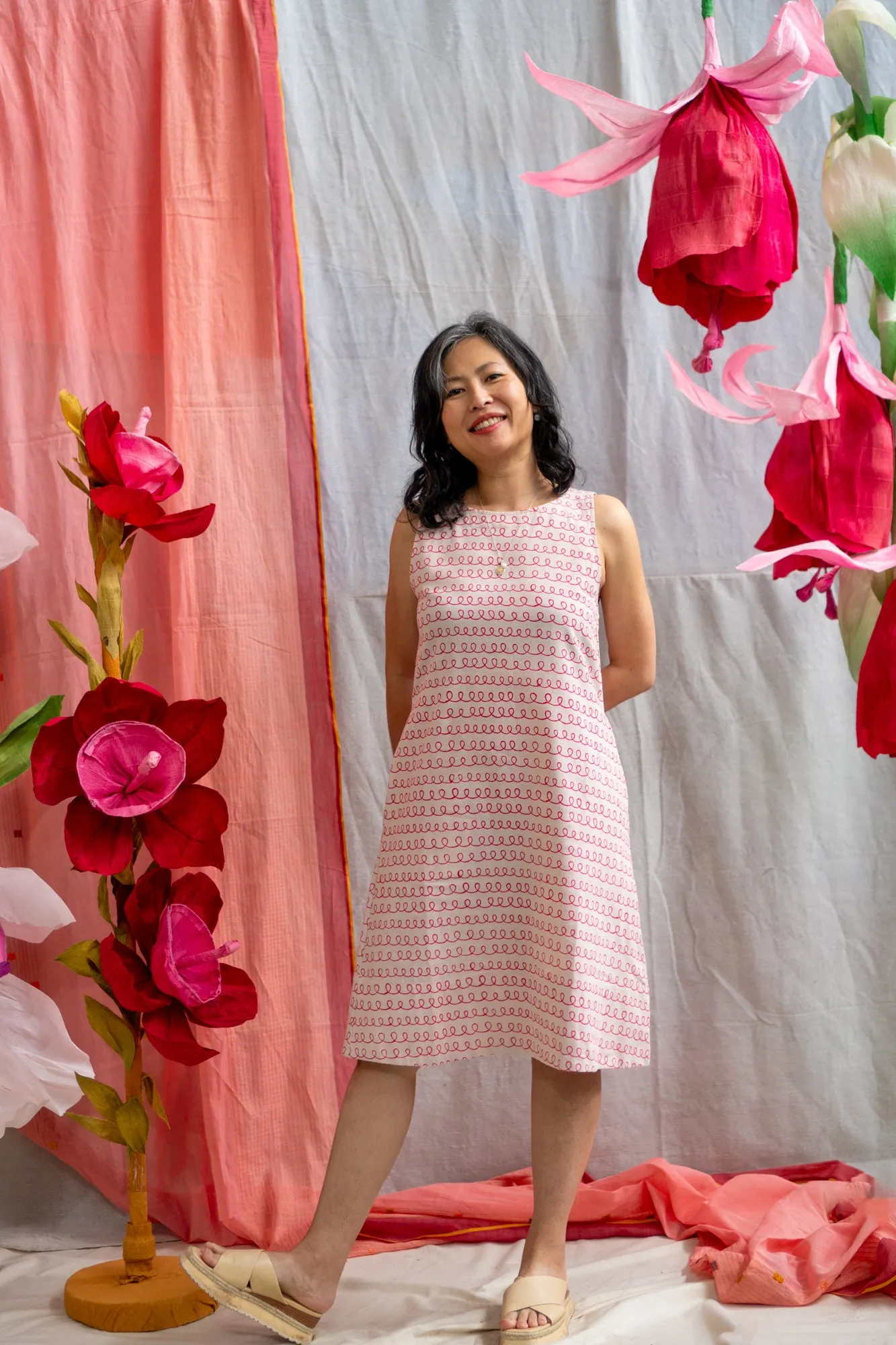 Shift Dress – Pink Twirl Print