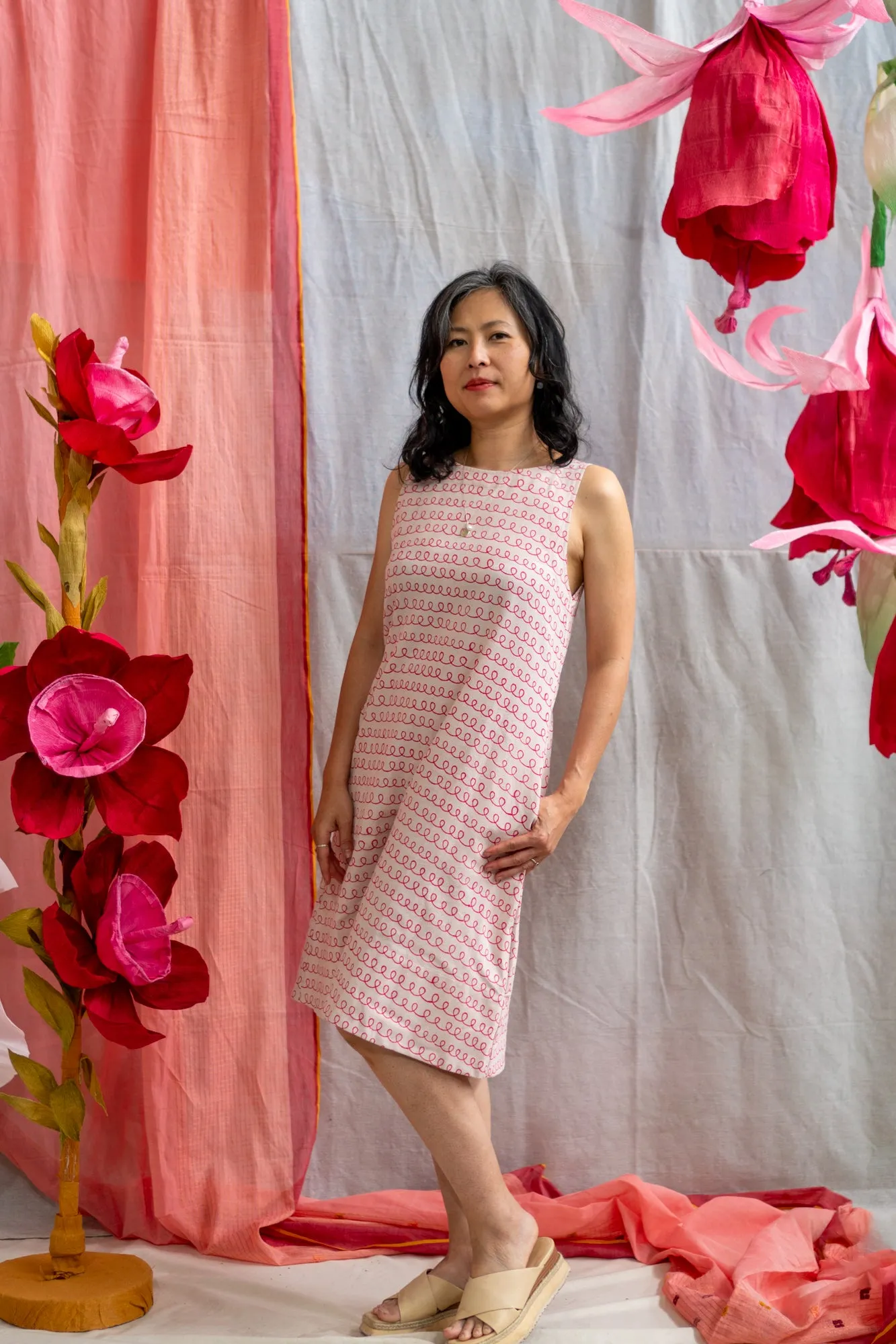 Shift Dress – Pink Twirl Print