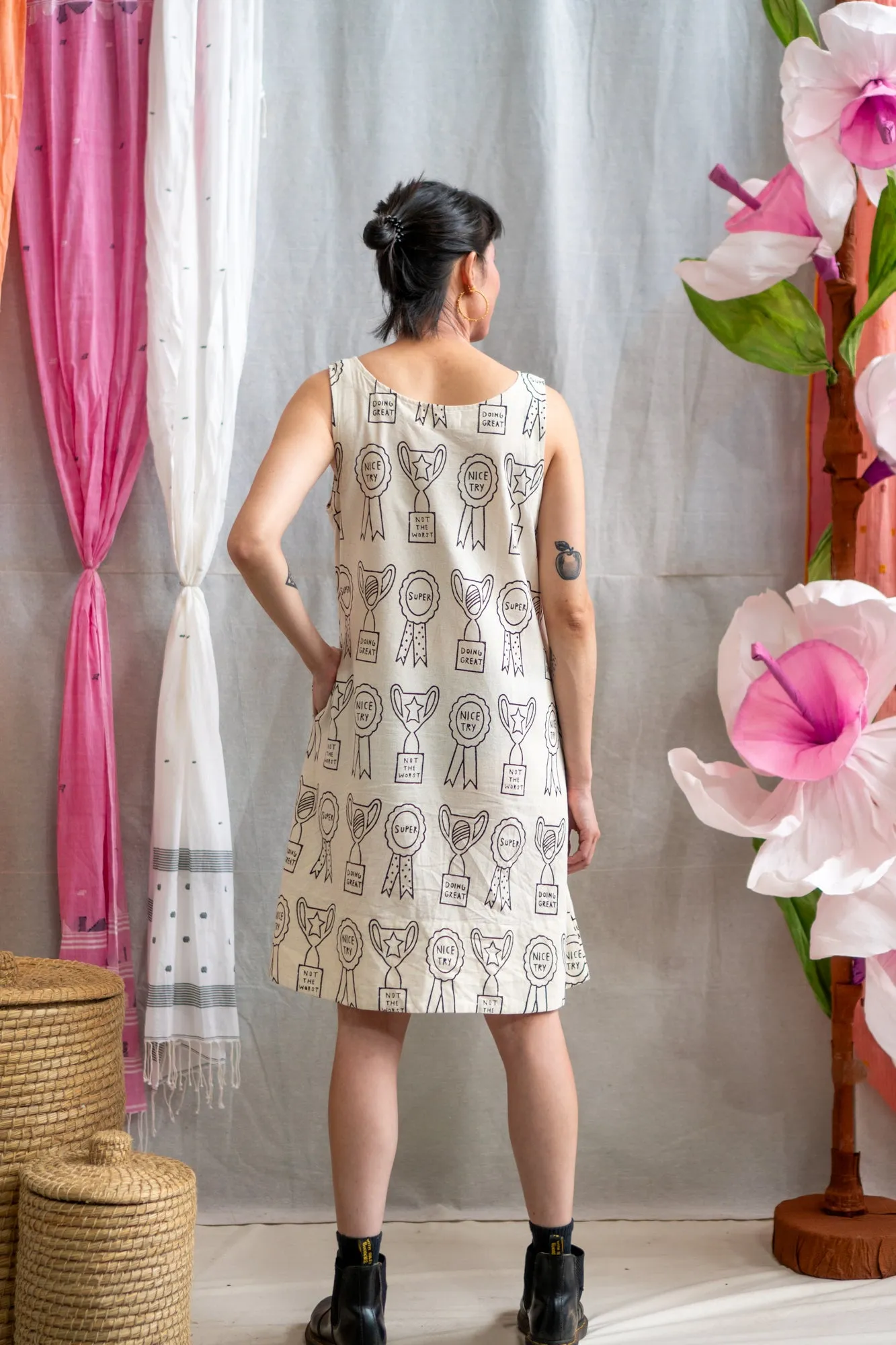 Shift Dress – Trophy Print Black and White