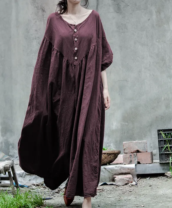 Short Sleeve Linen Loose Women Dress