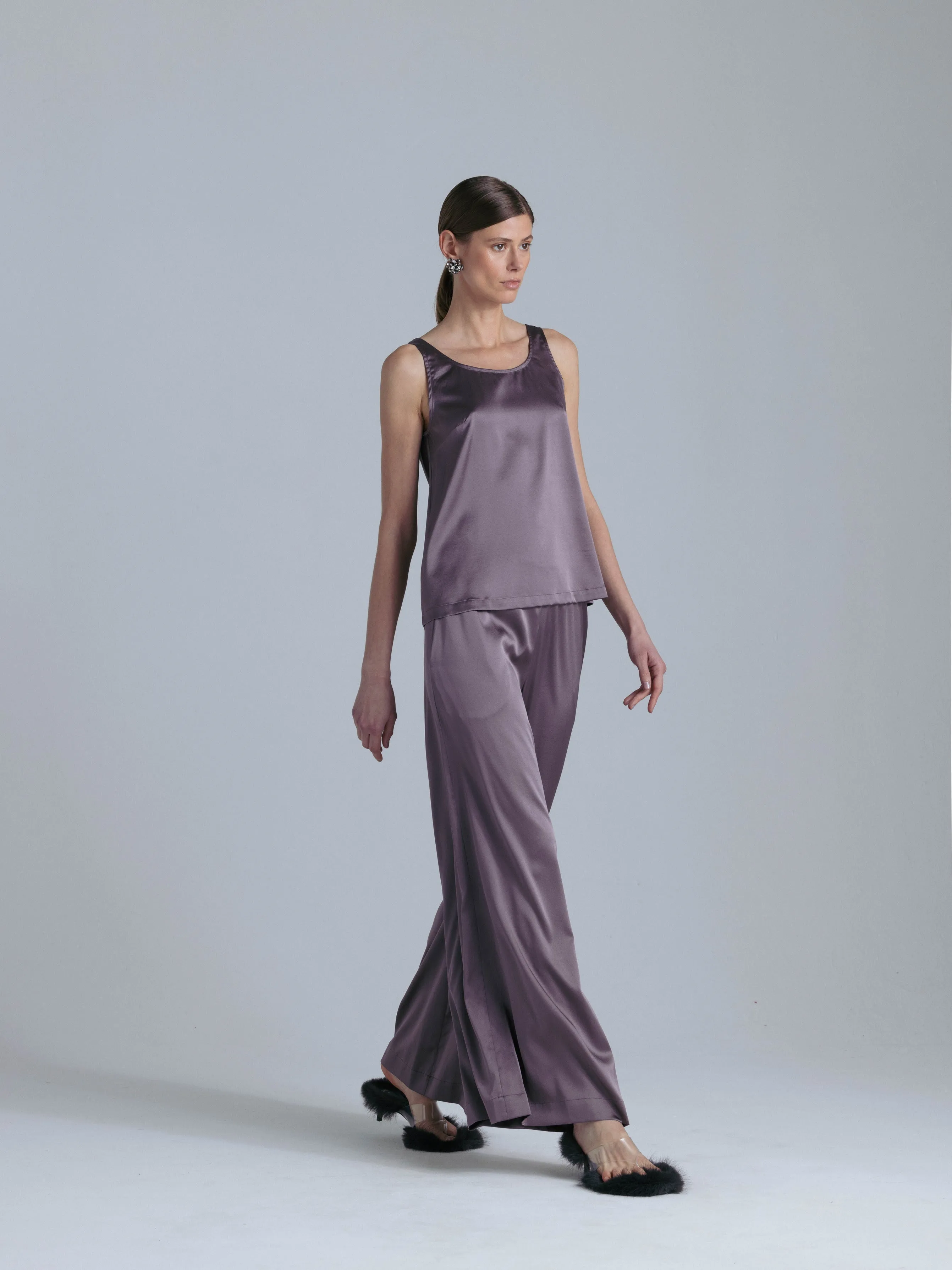 Silk Wide Leg Pants 'Leto' in Noble Purple