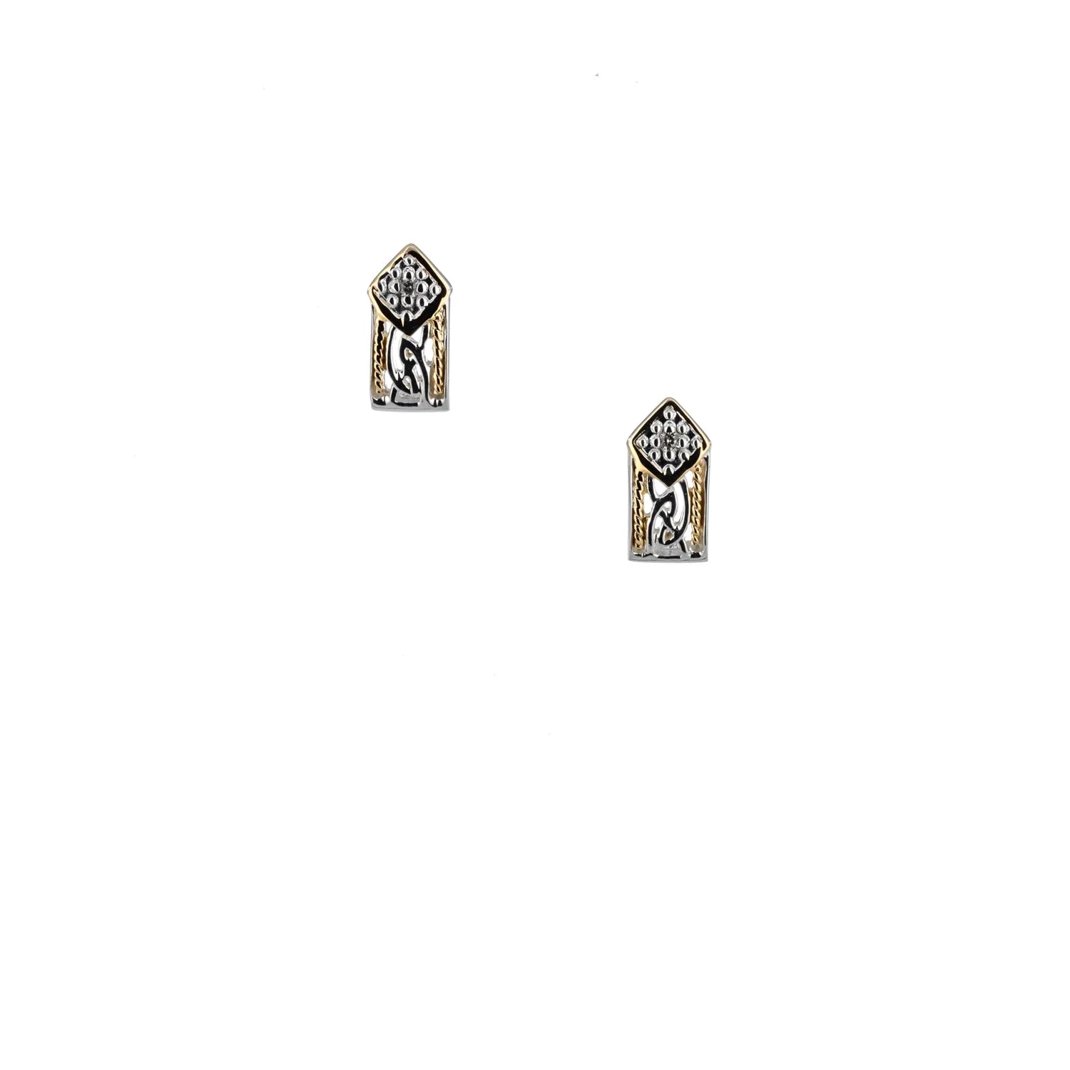 Silver and 10k Gold Window to the Soul Diamond Post Earrings