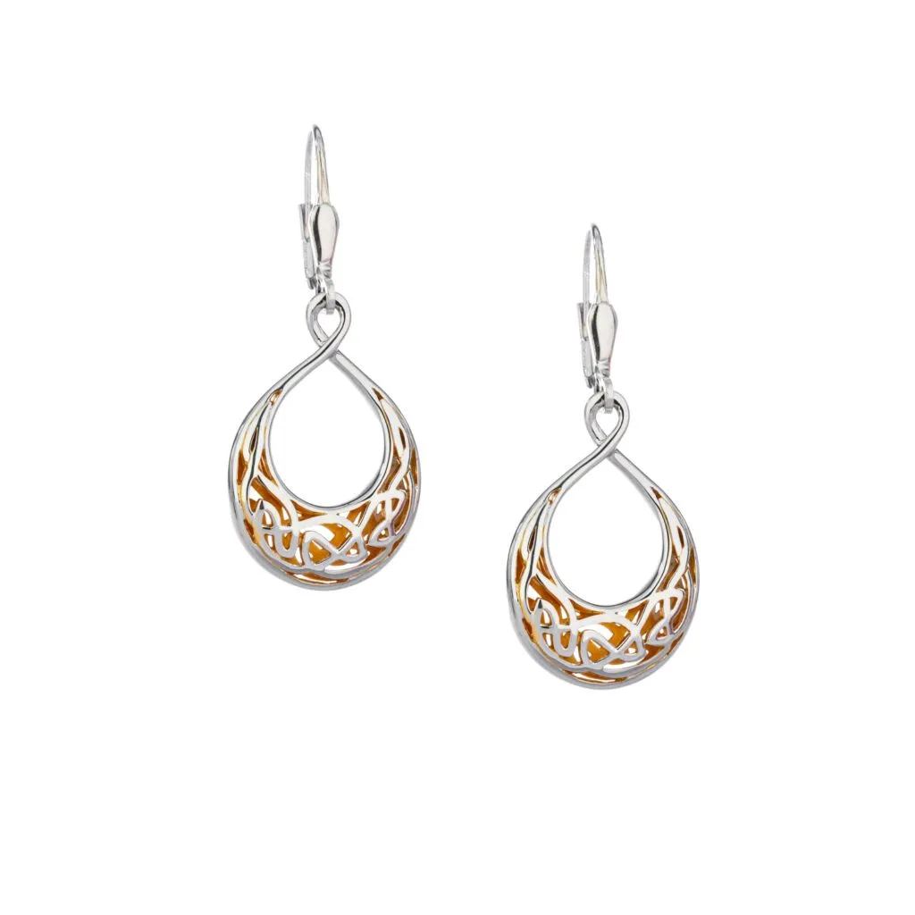 Silver with 22k Gold Gilding Window to the Soul Teardrop Earrings