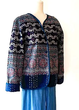 Specialty Collection: Fully Reversable Hand Embroidered Boho Jacket. (Blue)