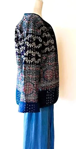 Specialty Collection: Fully Reversable Hand Embroidered Boho Jacket. (Blue)