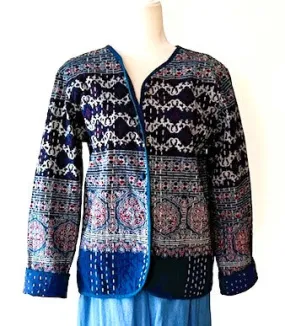 Specialty Collection: Fully Reversable Hand Embroidered Boho Jacket. (Blue)