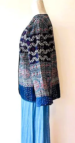 Specialty Collection: Fully Reversable Hand Embroidered Boho Jacket. (Blue)