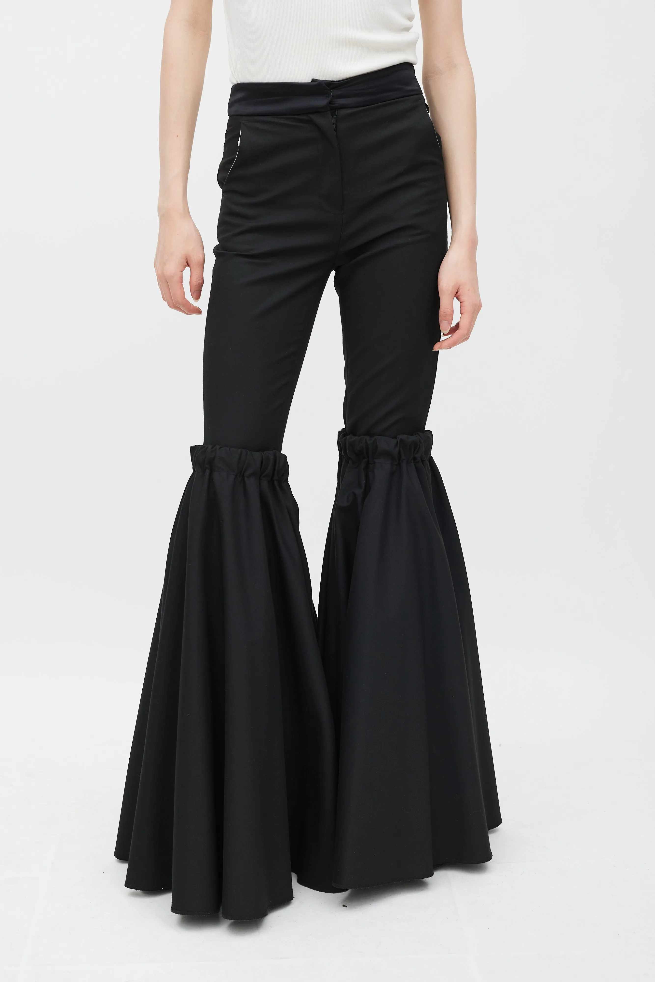 Spring 2016 Black Rockface Wide Flared Trouser