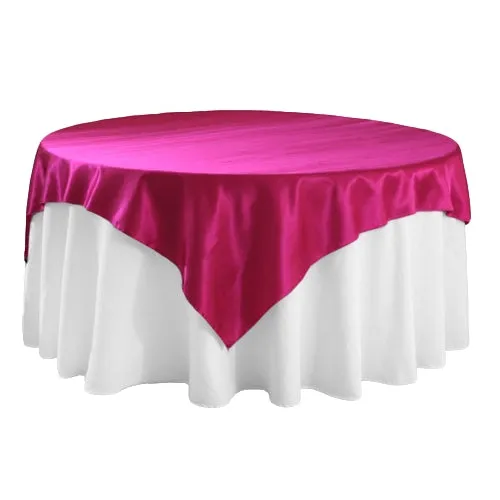 Square 72" Satin Table Overlay - Fuchsia