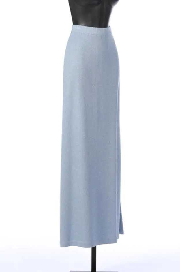 St. John Ice Blue Maxi Skirt with Silver Woven Glitter Detail (Part of Set)