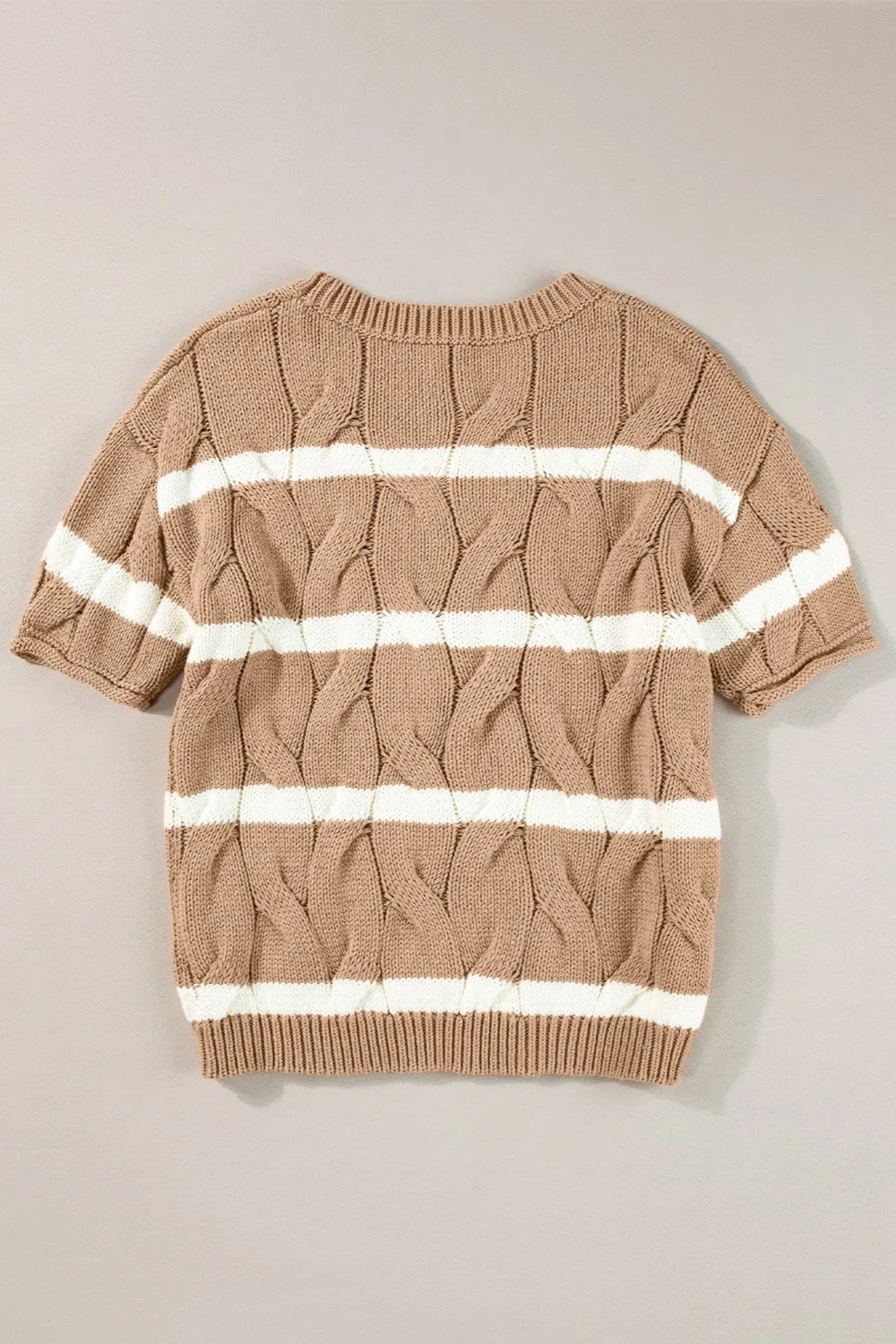 Striped Round Neck Short Sleeve Sweater