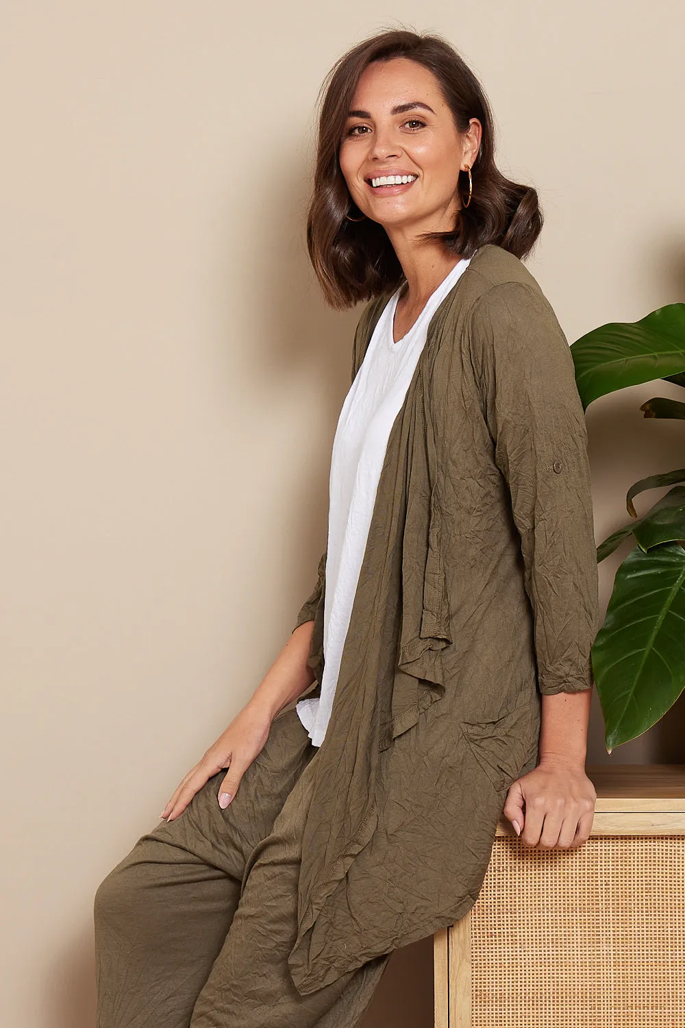 Teegan Crush Cardigan - Caper