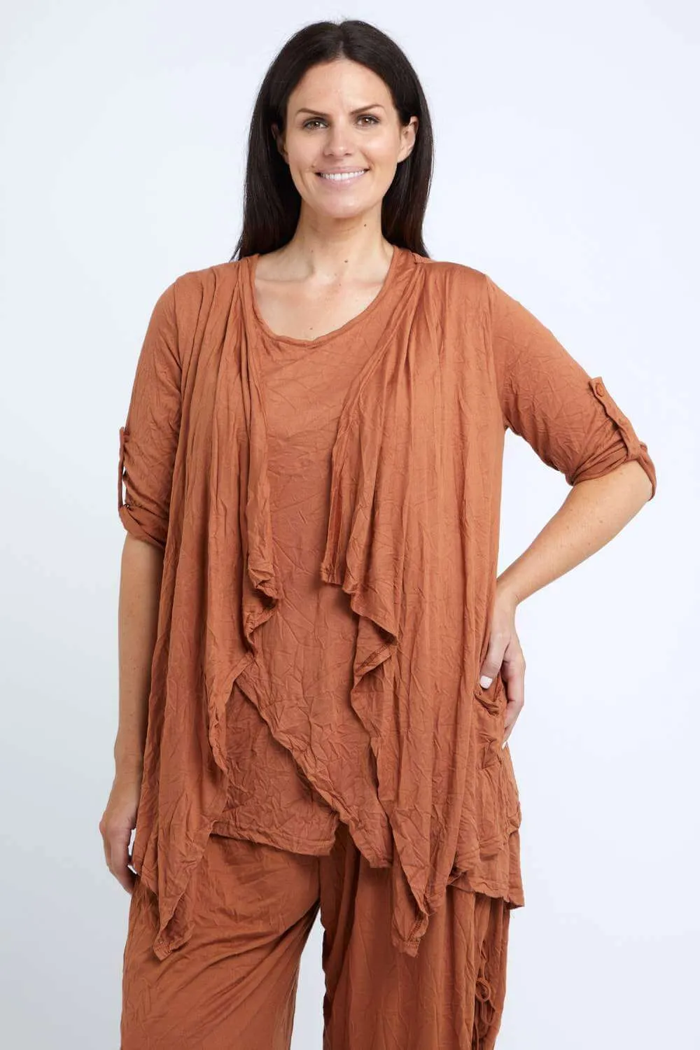 Teegan Crush Cardigan - Tobacco