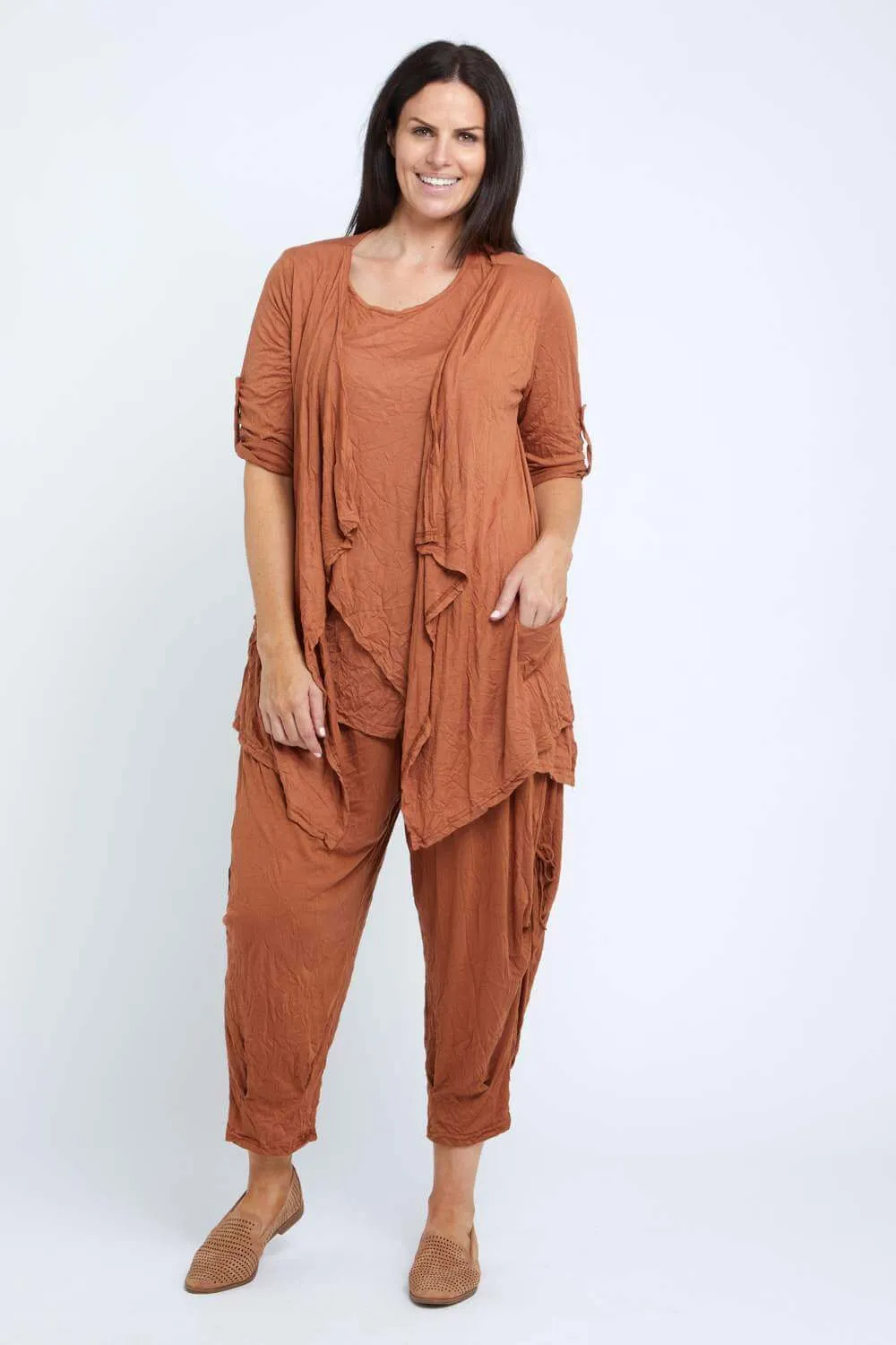 Teegan Crush Cardigan - Tobacco